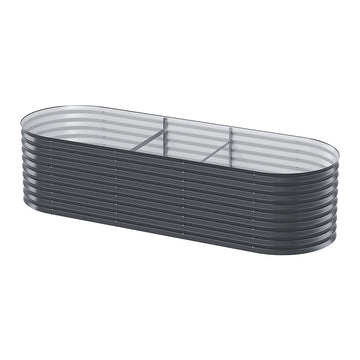 Greenfingers Galvanised Raised Garden Bed 240x80x56cm Oval Planter