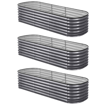 Green Fingers Galvanised Steel Raised Garden Bed 3-Pack 240cm