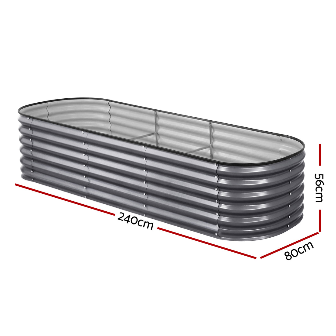 Green Fingers Galvanised Steel Raised Garden Bed Kit 240cm Oval
