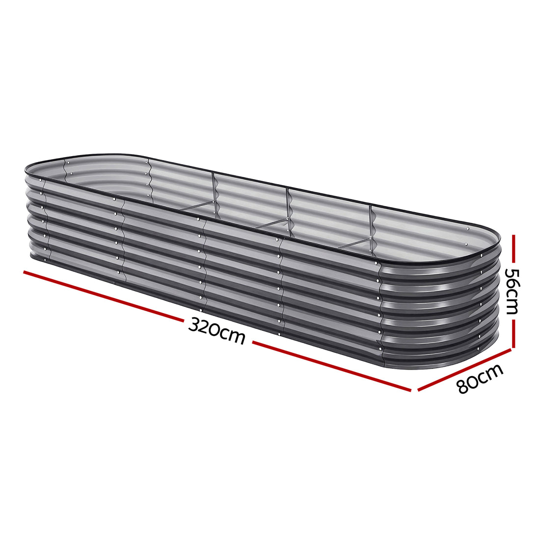 Green Fingers Galvanised Steel Raised Garden Bed 3-Pack 320cm
