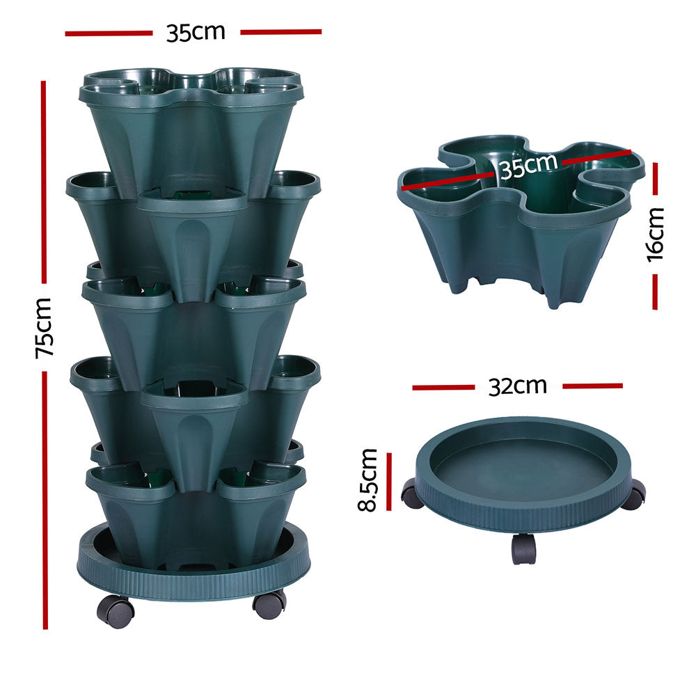 Greenfingers 5-Tier Vertical Garden Bed Strawberry Planter Dark Green