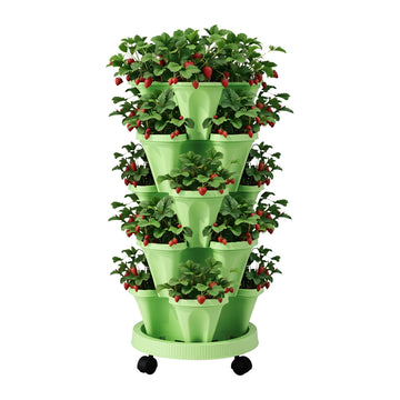 Green Fingers 5 Tier Vertical Garden Planter with Wheels Light Green
