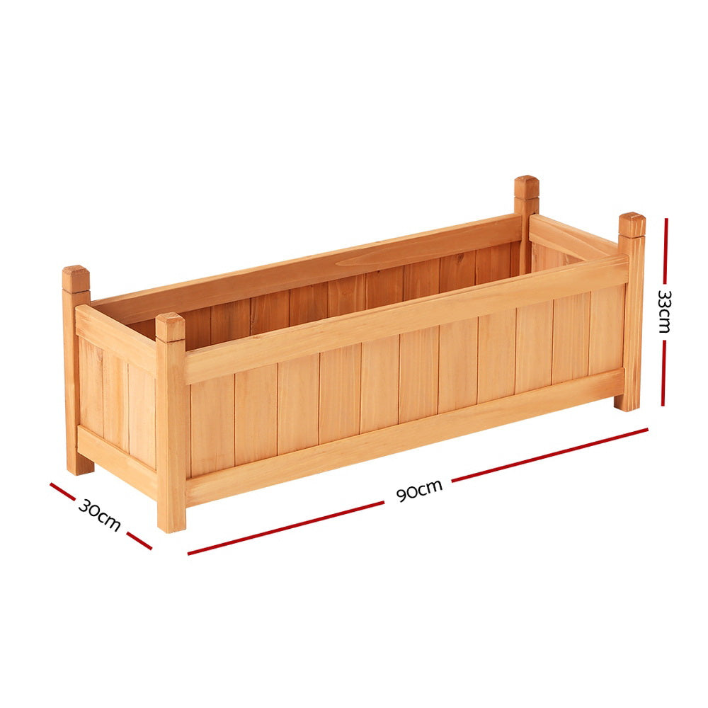 Green Fingers Wooden Raised Garden Bed Planter 90cm Fir Wood