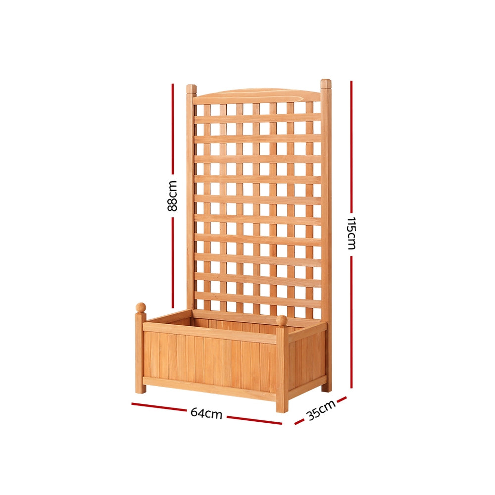 Green Fingers Wooden Raised Garden Bed with Trellis 64cm Fir Wood
