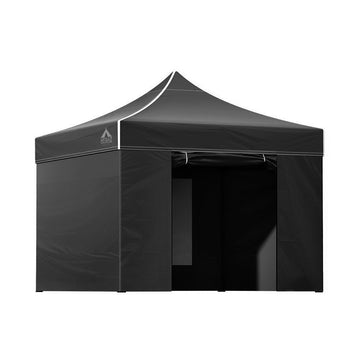 Instahut Pop Up Marquee Gazebo 3x3m UV Water Resistant Folding Black