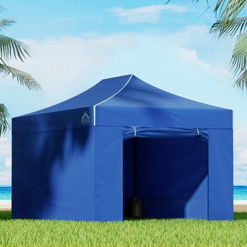 Instahut Pop Up Gazebo 3x4.5m 500D Oxford Blue with Sidewalls