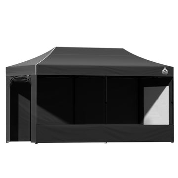 Instahut Pop Up Gazebo 3x6m 500D Oxford Black with Sidewalls