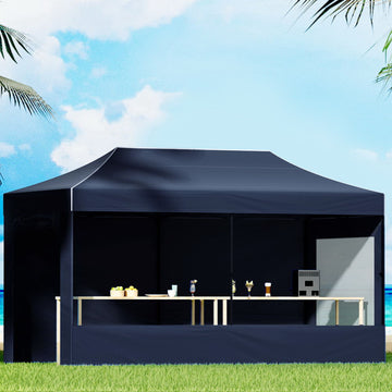 Instahut Pop Up Gazebo 3x6m 500D Oxford Navy with Sidewalls