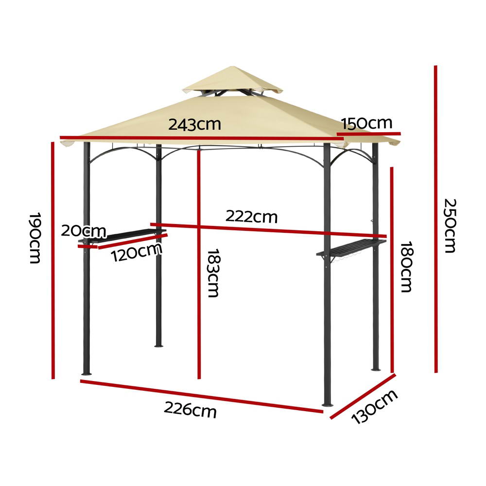 Instahut BBQ Grill Gazebo Outdoor Shelter Beige UV Resistant