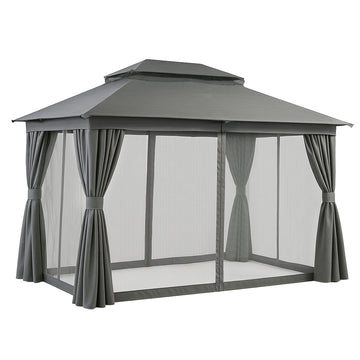 Instahut Gazebo 3x4m Grey UV Resistant Outdoor Patio Tent with Curtains