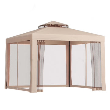INSTAHUT Gazebo Marquee 3x3m UV Resistant Water Resistant Brown with Mesh Walls