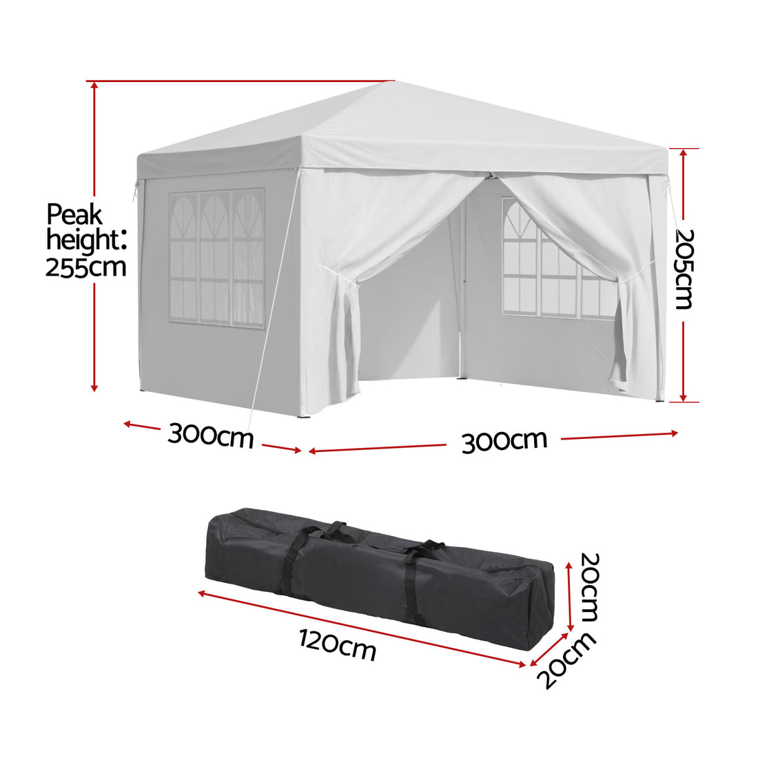 Instahut Pop Up Gazebo 3x3m White UV Resistant Portable Outdoor