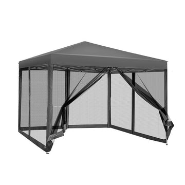 Instahut Pop Up Gazebo 3x3m Grey UV Resistant Mesh Walls