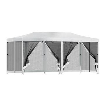 Instahut Pop Up Gazebo 3x6m White UV Resistant Mesh Walls