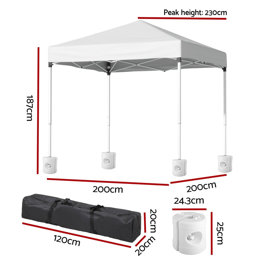 Instahut Pop Up Gazebo 2x2m UV Water Resistant Patio Garden Shade White