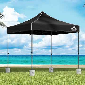 Instahut Pop Up Gazebo 500D Oxford 3x3m with Base Pods Black