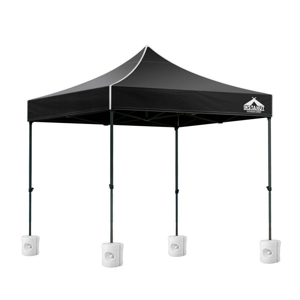 Instahut Pop Up Gazebo 500D Oxford 3x3m with Base Pods Black
