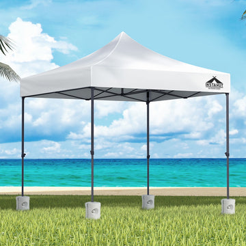 Instahut Pop Up Gazebo 500D Oxford 3x3m White with Base Pods