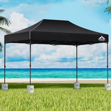 Instahut Pop Up Gazebo 500D Oxford 3x4.5m with Base Pods Black