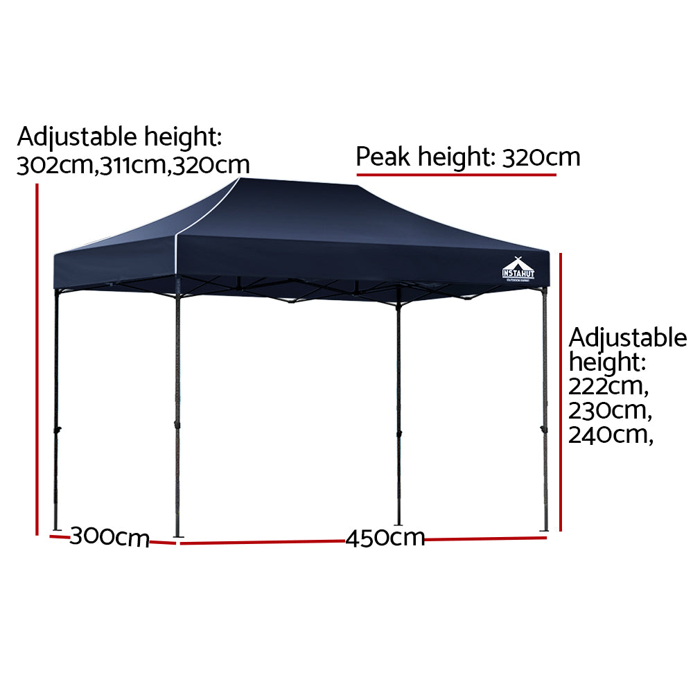Instahut Pop Up Gazebo 500D Oxford 3x4.5m Navy UV Resistant