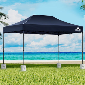 Instahut Pop Up Gazebo 3x4.5m with Base Pods Navy UV Resistant