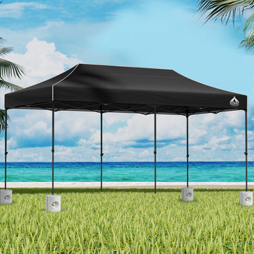 Instahut Pop Up Gazebo 3x6m 500D Oxford Base Pods Black