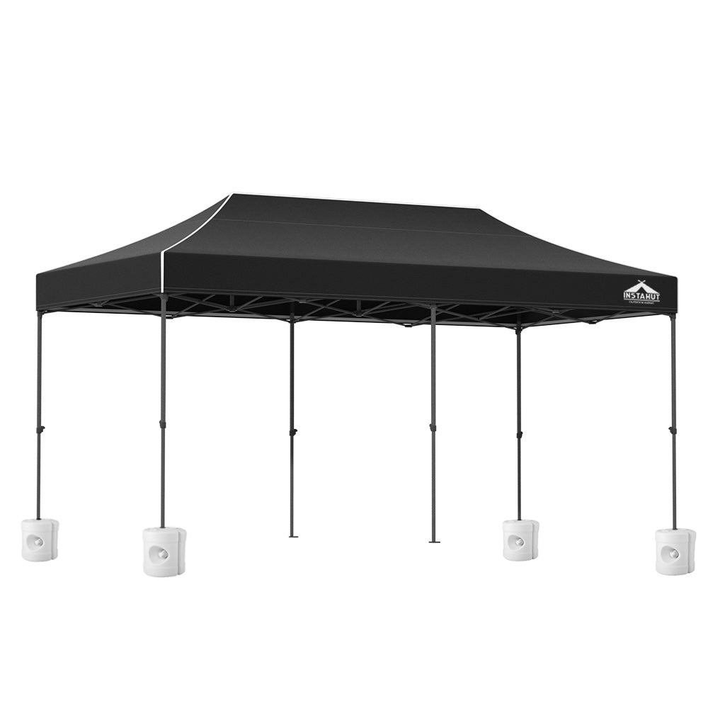 Instahut Pop Up Gazebo 3x6m 500D Oxford Base Pods Black