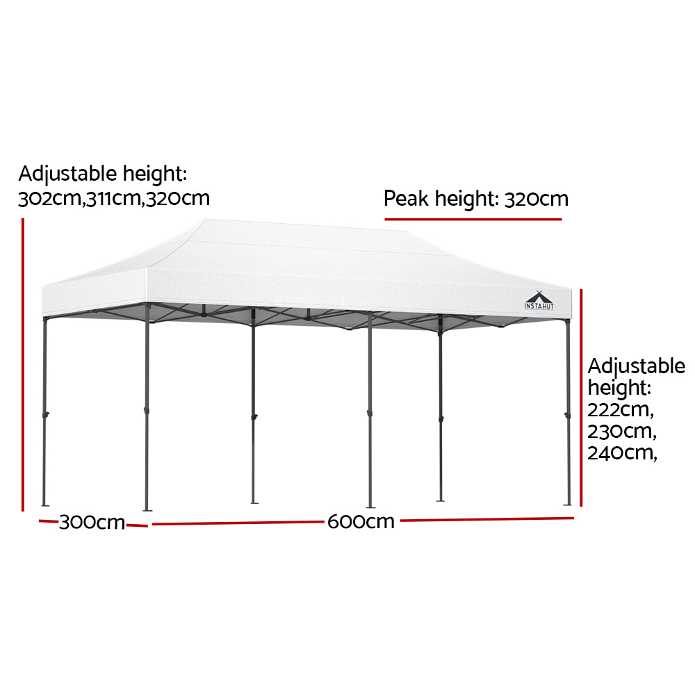 Instahut Pop Up Gazebo 3x6m 500D Oxford UV Water Resistant White