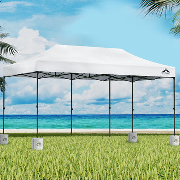 Instahut Pop Up Gazebo 500D Oxford 3x6m White with Base Pods