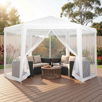 Instahut Hexagonal Gazebo 2x2m Navy UV Resistant Outdoor Wedding Party Marquee