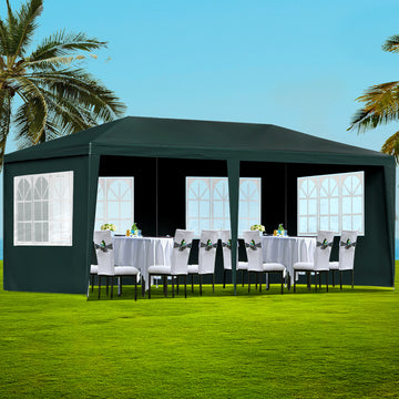Instahut Gazebo 3x6m Marquee Wedding Tent with 4 Side Panels Green