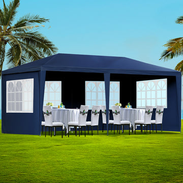 Instahut Gazebo 3x6m Marquee Wedding Tent 6 Side Panels Blue