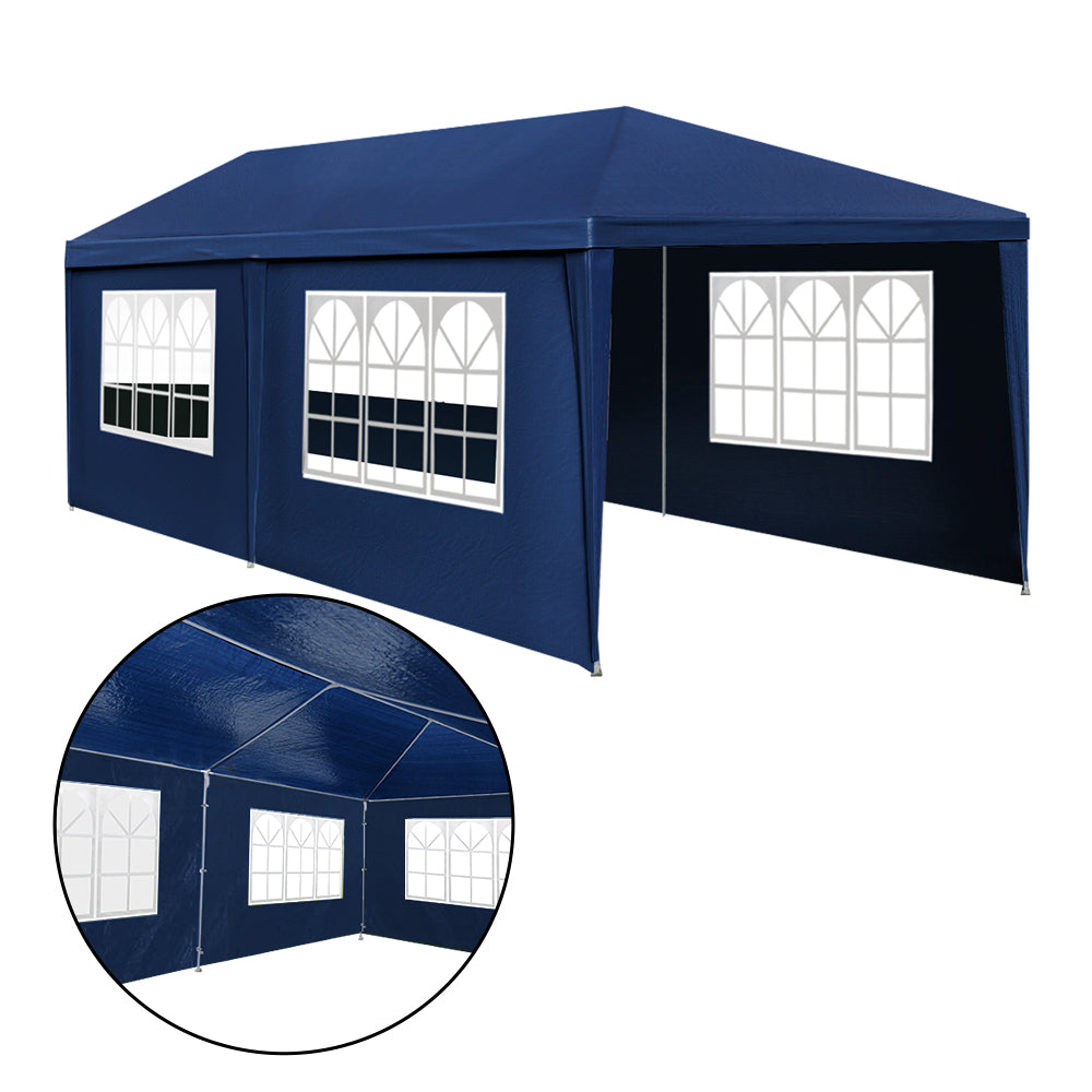 Instahut Gazebo 3x6m Marquee Wedding Tent 6 Side Panels Blue