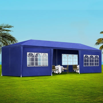 Instahut Marquee Gazebo 3x9m Blue UV Resistant Wedding Tent