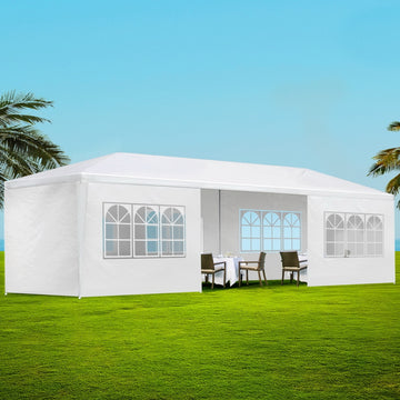 Instahut Gazebo 3x9m Marquee Wedding Tent 8 Side Panels White