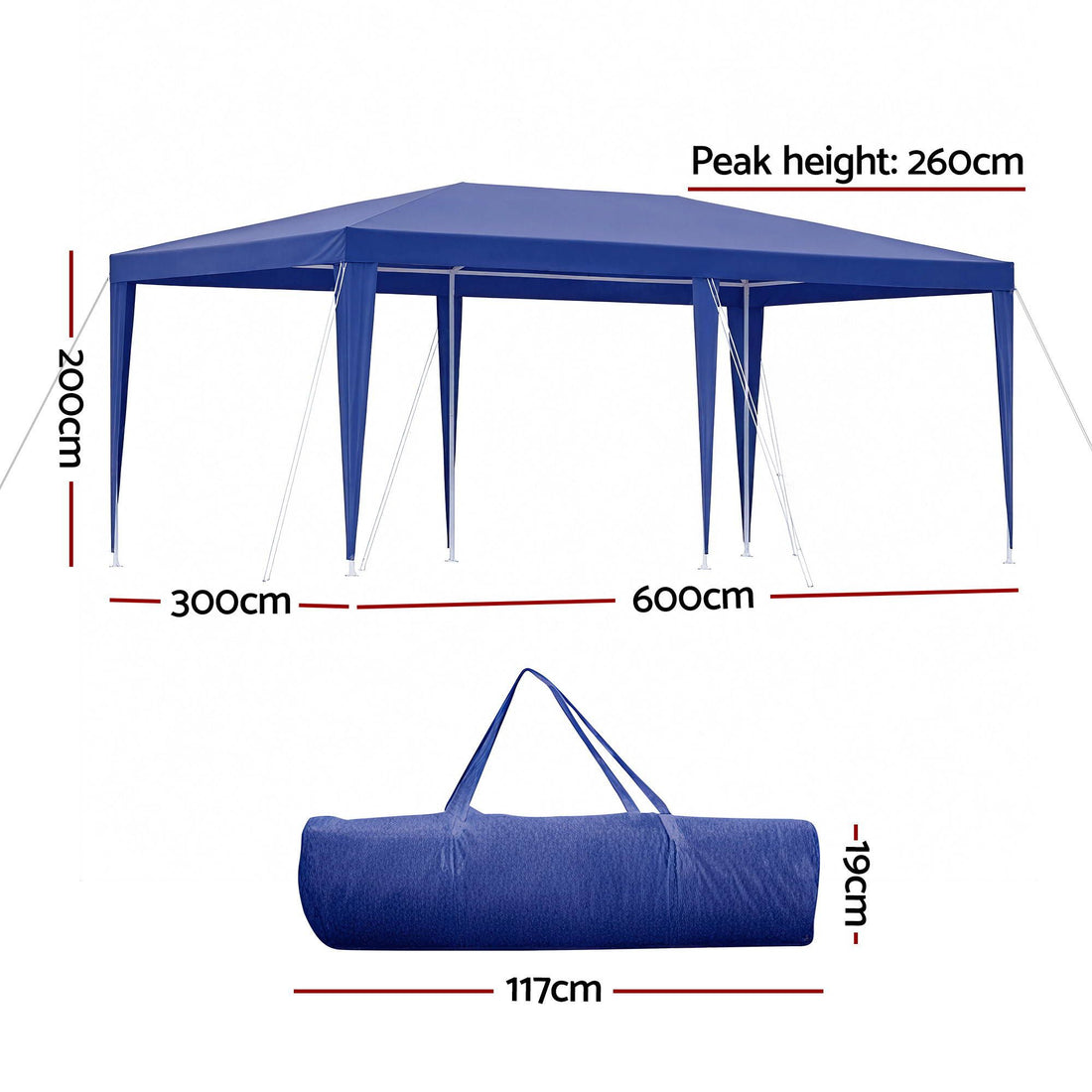 Instahut Pop Up Wedding Gazebo 3x6m UV Water Resistant Outdoor Blue