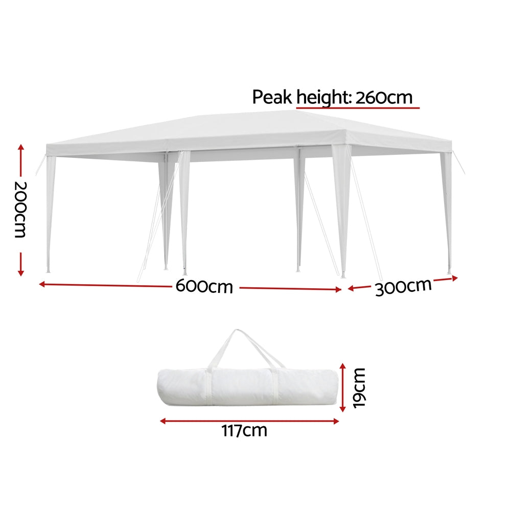 Instahut Wedding Gazebo 3x6m White UV Resistant Portable Outdoor Marquee