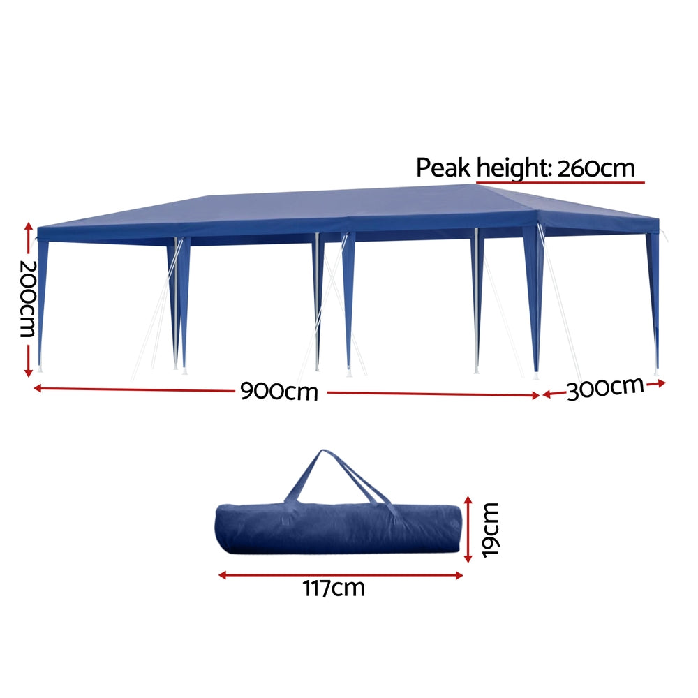 Instahut Wedding Gazebo 3x9m Blue UV Water Resistant Portable Outdoor