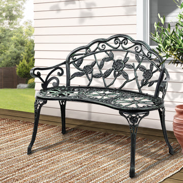 Gardeon 2 Seater Cast Aluminium Garden Bench Vintage Green