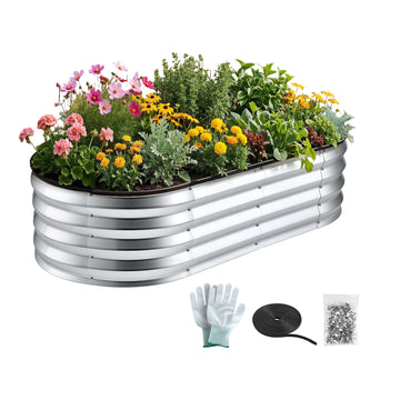 Green Fingers Galvanised Steel Garden Bed Planter 120x60x30cm Silver
