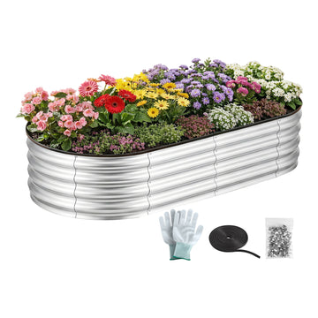 Green Fingers Galvanised Steel Raised Garden Bed 150cm Silver