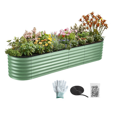 Green Fingers Galvanised Steel Raised Garden Bed 240cm Green