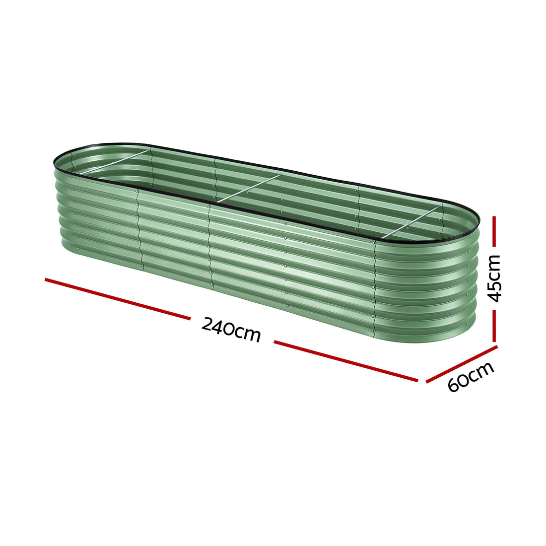 Green Fingers Galvanised Steel Raised Garden Bed 240cm Green