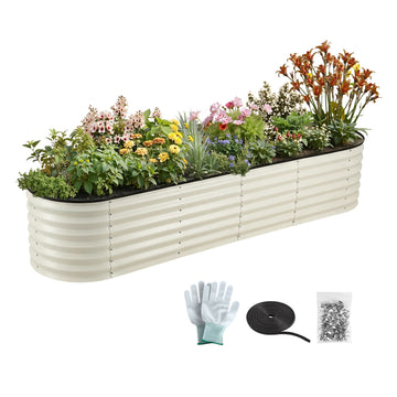 Green Fingers Galvanised Steel Raised Garden Bed 240cm White