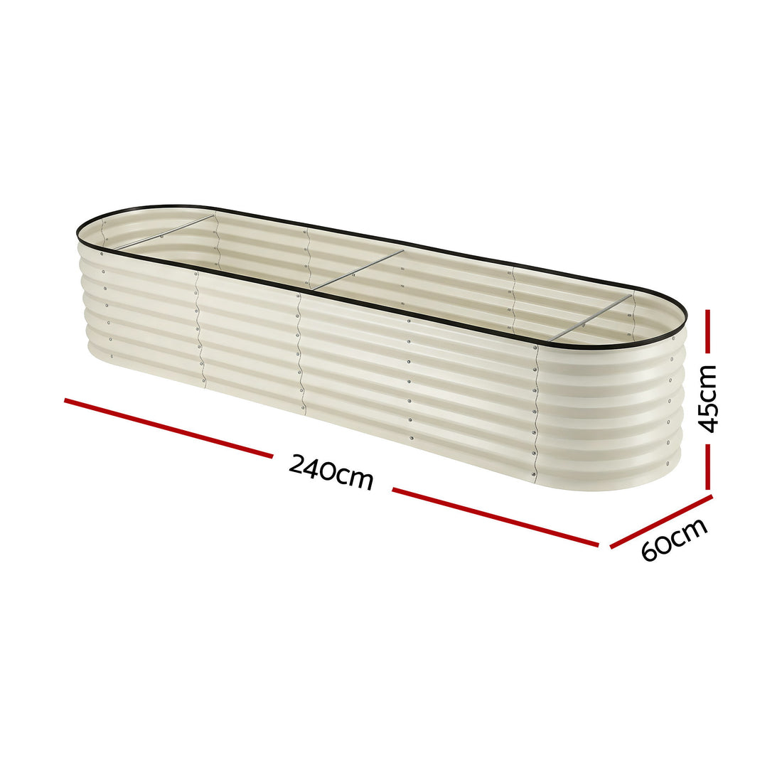 Green Fingers Galvanised Steel Raised Garden Bed 240cm White