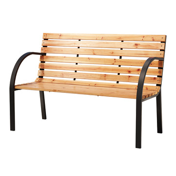 Gardeon 2 Seater Outdoor Garden Bench Natural Fir Wood Steel Frame