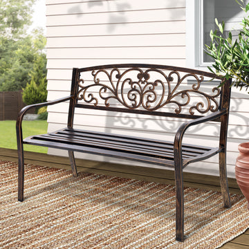 Gardeon 3 Seater Steel Garden Bench Park Style Black