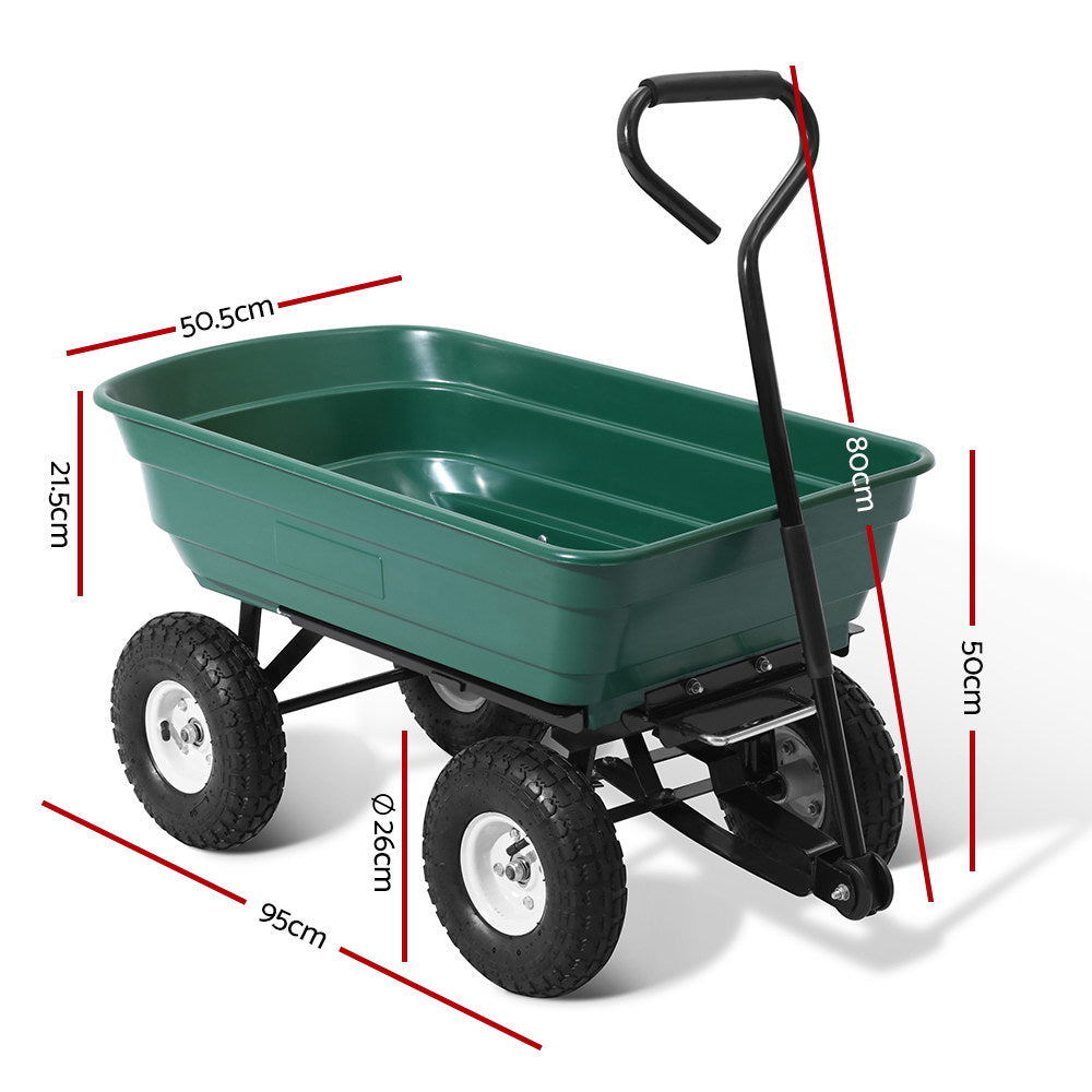 Gardeon Garden Dump Cart Heavy Duty 270kg Green 75L