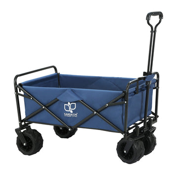Gardeon Folding Garden Cart 120kg Heavy Duty Navy