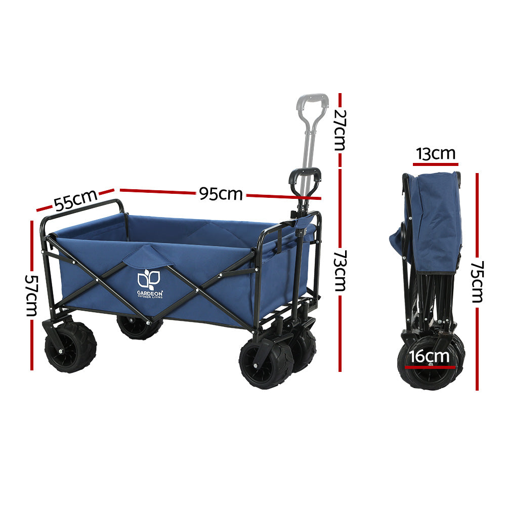 Gardeon Folding Garden Cart 120kg Heavy Duty Navy